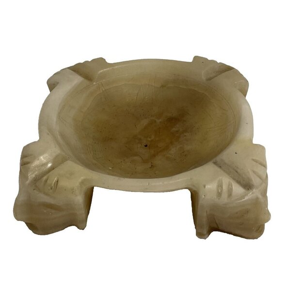 Vintage Carved Mayan Aztec Ashtray Onyx Smoking Cigarette Cigar Tribal Mexican - Picture 1 of 10